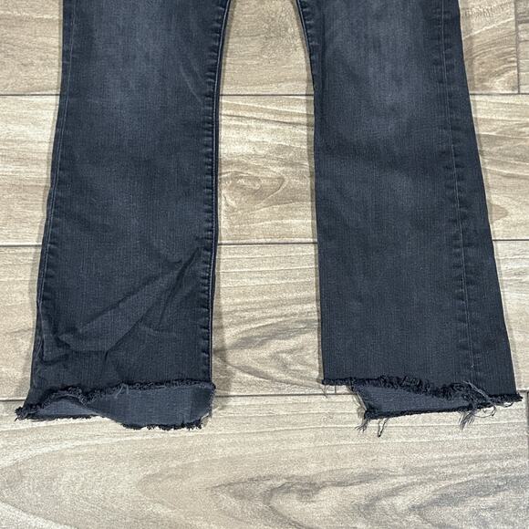 Madewell High Rise Cali Demi Faded Wash Boot Black Raw Hem Cropped Jeans 27 - Picture 7 of 12